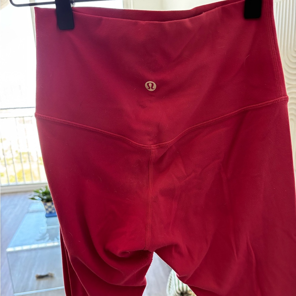 Pink cropped lululemon leggings in decent condition. Cute pink #align